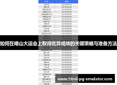 如何在喀山大运会上取得优异成绩的关键策略与准备方法 如何在喀山大运会上取得优异成绩的关键策略与准备方法